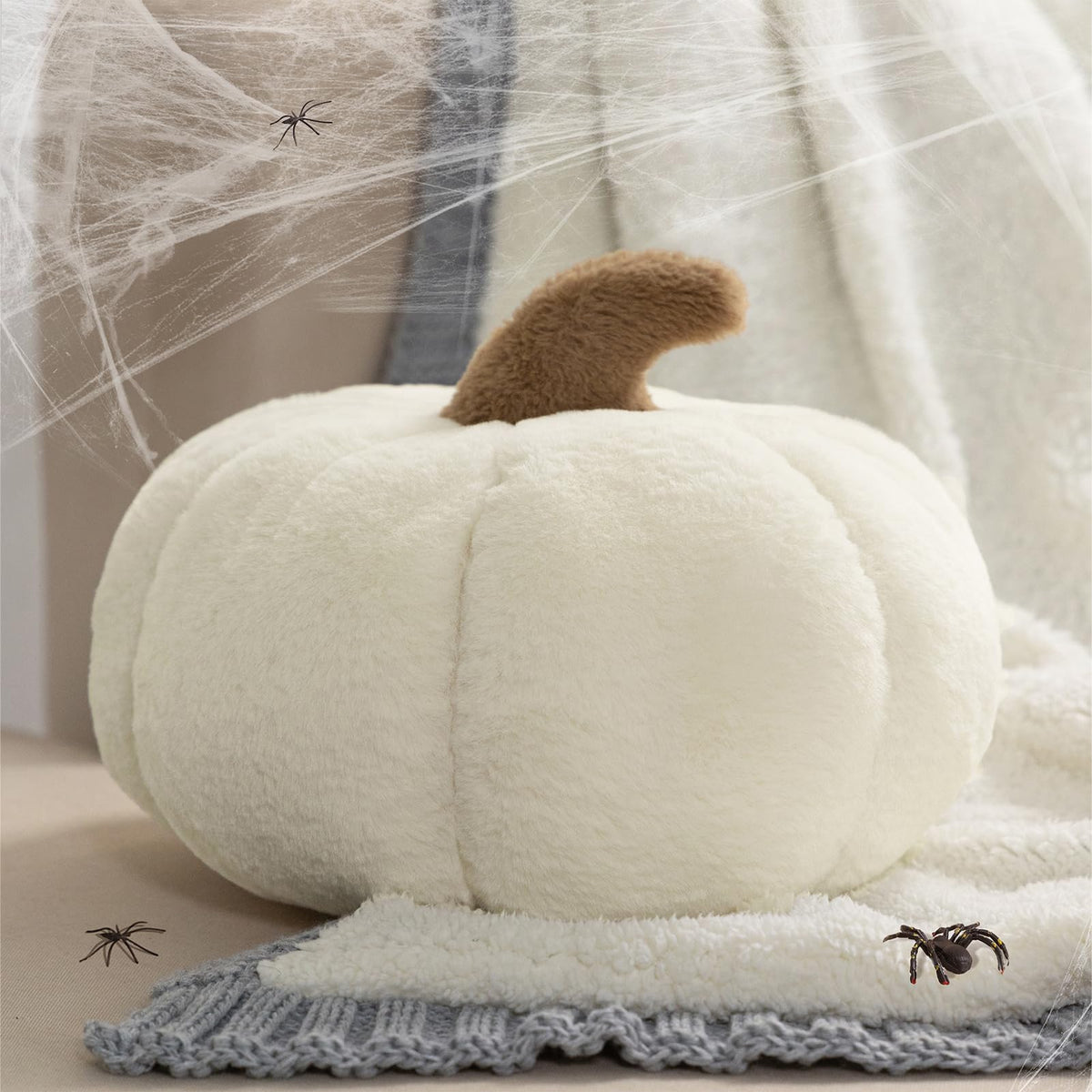 Ashler Halloween Pumpkin Pillows, Fall Decoration Pumpkin Shaped Throw Pillow, Off White Pumpkin Pillow For Halloween Thanksgivi