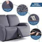 Taococo Recliner Loveseat Slipcover, 2 Pieces Polyester Fabric Stretch Sofa Covers For 2 Seat Reclining Couch, Soft Washable Fur