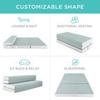 Best Choice Products 4In Portable Twin-Size Mattress, Folding Mattress Topper For Camping, Guest, Toddler, Foam Plush W/Carry Case - Seafoam
