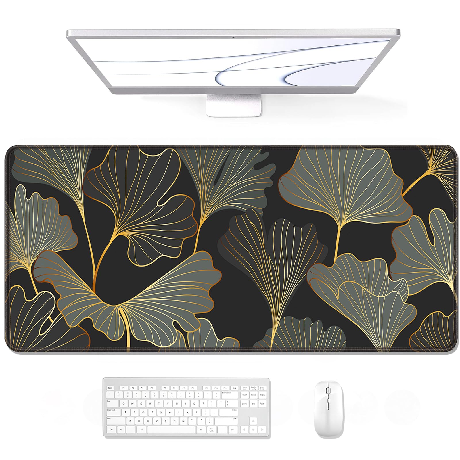 Auhoahsil Desk Pad, Xl Extended Large Gaming Mouse Pad 31.5 X 11.8 Inch, Waterproof Mousepad With Stitched Edge, Non-Slip Comput