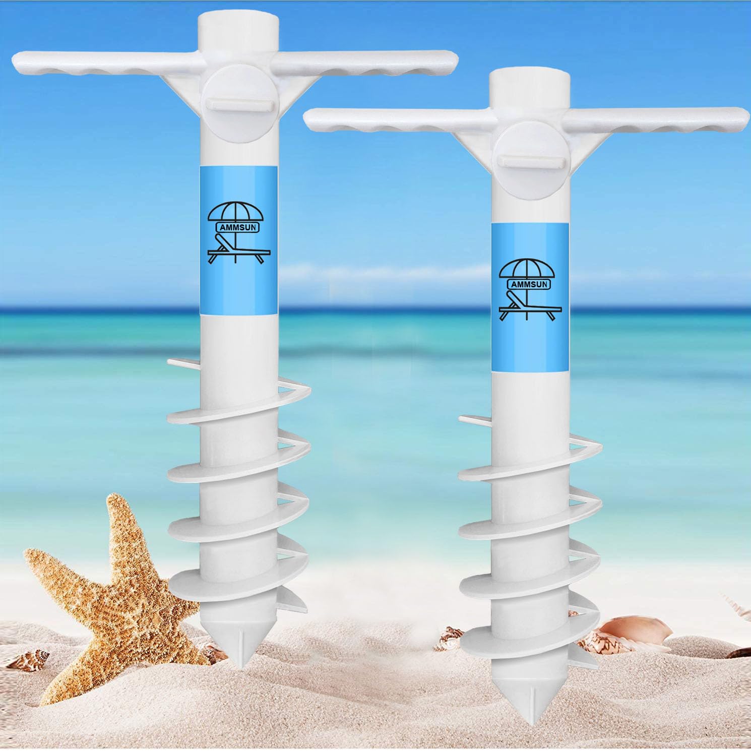 Ammsun Beach Umbrella Sand Anchor Heavy Duty Outdoor Umbrellas Base With 5 Spiral Screw Universal One Size Fits Most Beach Umbre