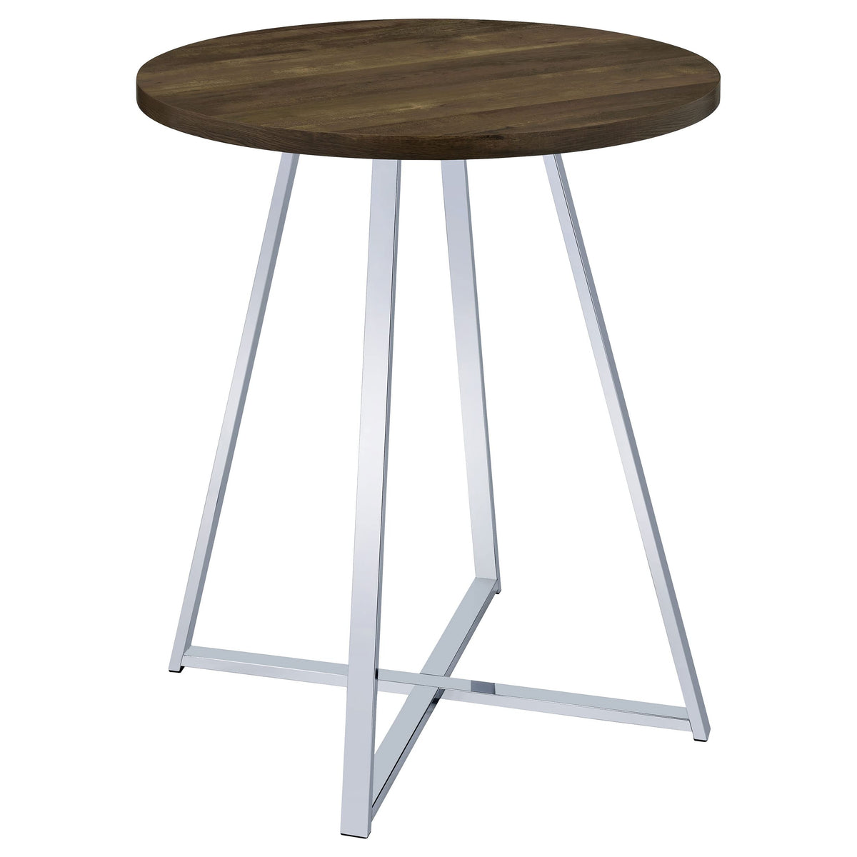 Coaster Home Furnishings Burkhart Sled Base Round Bar Table Brown Oak and Chrome