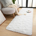 Terrug Fluffy Runner Rug for Bedroom Living Room, 2x6 White Area Rug Washable Shag Carpet, Super Soft Fuzzy Plush Non-Slip Cute 