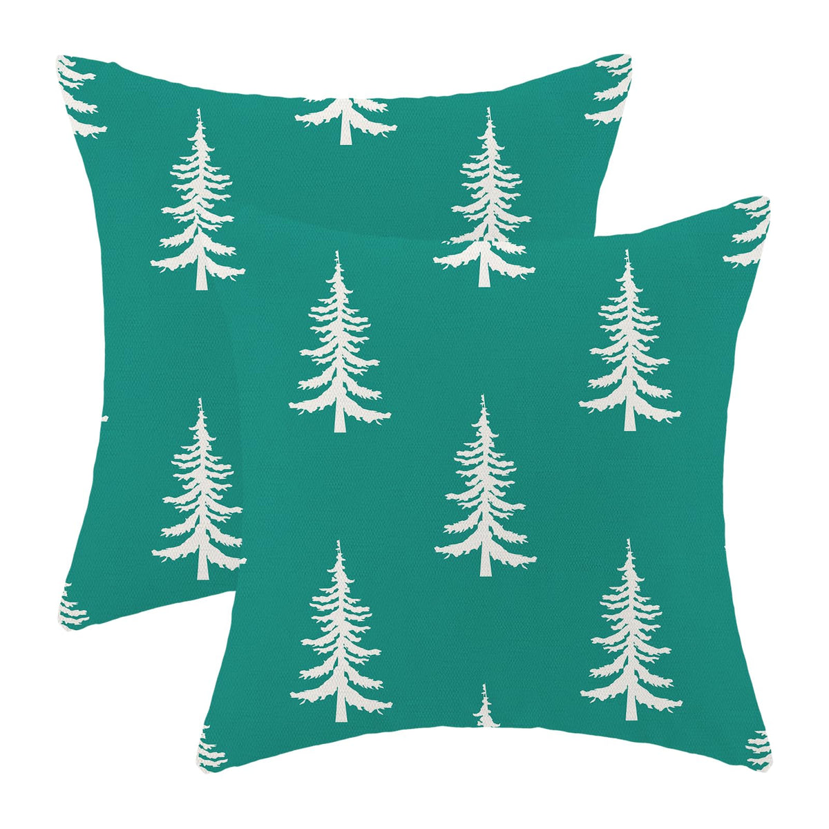 Cxmeifly Christmas Pillow Covers 18X18 Inch Set Of 2 Aqua Teal Cream Christmas Tree Decor Throw Pillows Winter Xmas Holiday Outd