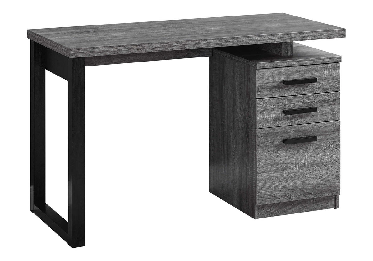 Monarch Specialties Laptop Table with Drawers for Home & Office-Contemporary Style Computer Desk, 48' L, Grey-Black Metal Leg