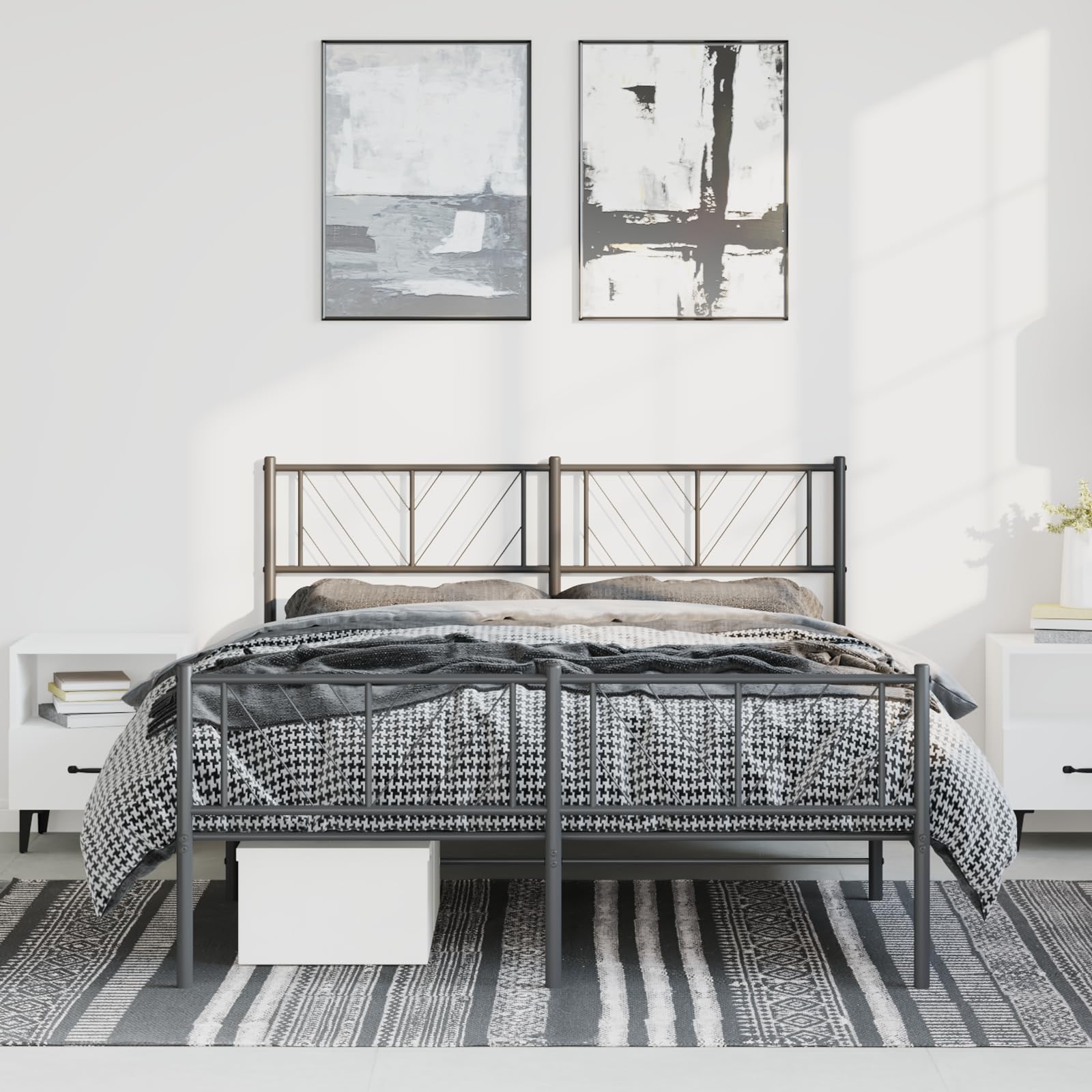vidaXL 10'' Metal Queen Bed Frame - Thumbnail 4