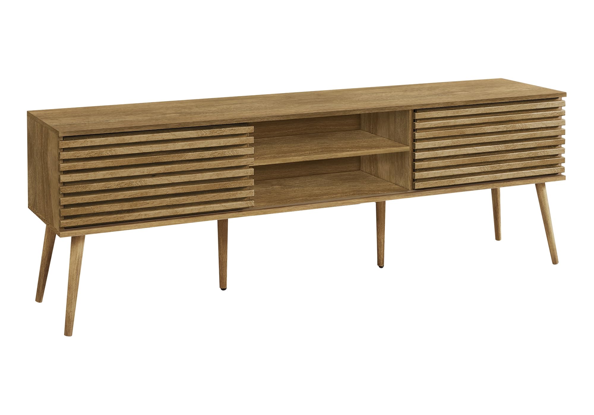 Monarch Specialties 2784, 72 Inch, Media Entertainment Center, Cabinet, Console, Storage Shelves Tv Stand, 71&quot; L x 15.5&quot; W x 23.75&quot; H, Walnut