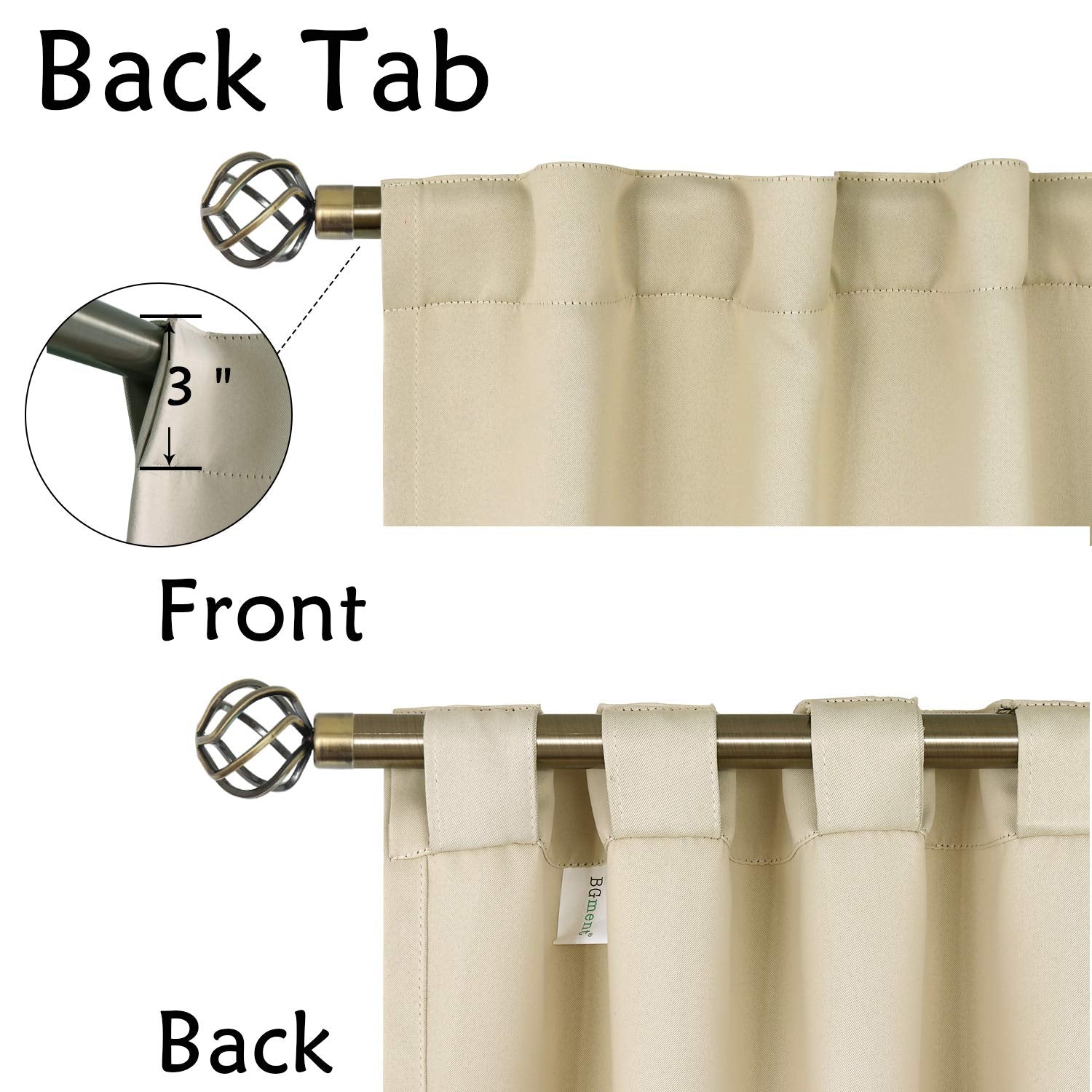 Bgment Beige Room Darkening Curtains 84 Inch Length - Rod Pocket And Back Tab Thermal Insulated Curtains For Bedroom/Living Room, 2 Panels Set, 38 X 84 Inch