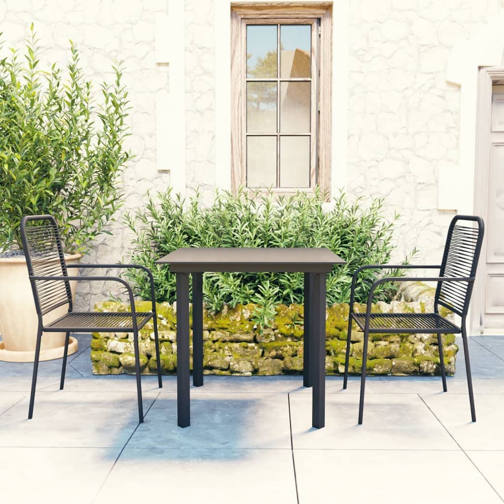vidaXL Retro Outdoor Patio Dining Set- 5 Pieces- Durable UV Resistant, Comfortable Chairs, Easy Cleaning Tabletop, Sturdy Steel Structure- Ideal for Garden and Terrace- Black