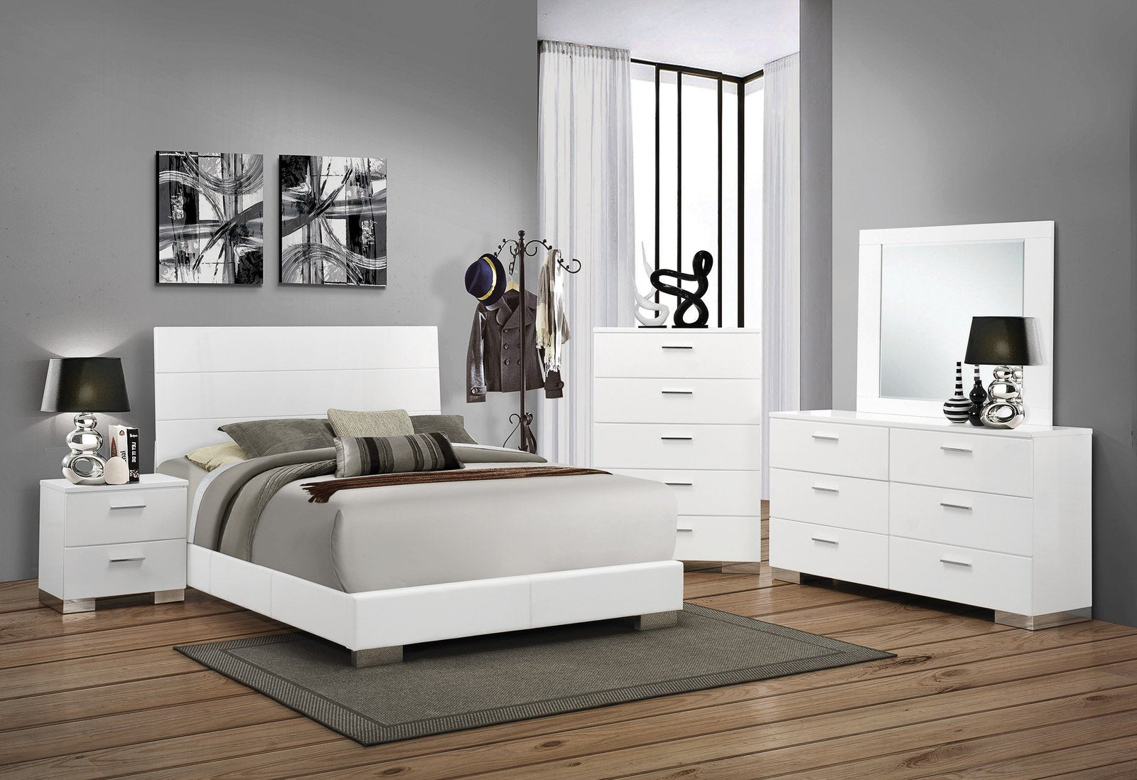 Coaster Home Furnishings Felicity Rectangle Dresser Mirror Glossy White