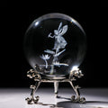 HDCRYSTALGIFTS 2.3in 3D Laser Crystal Fairy with Dragonfly and Lotus Figurines Crystal Ball Paperweight with Stand Base - 3D Eng