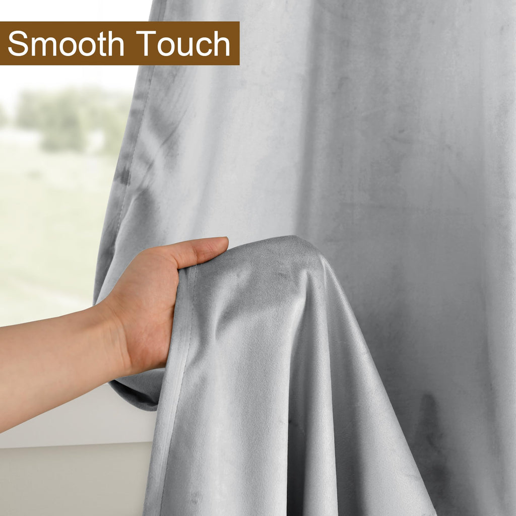 Dwcn Velvet Curtains Extra Wide - Elegant Thick Grommet Tieable Window Treatments Room Darkening Privacy Protect Drapes For Bedr
