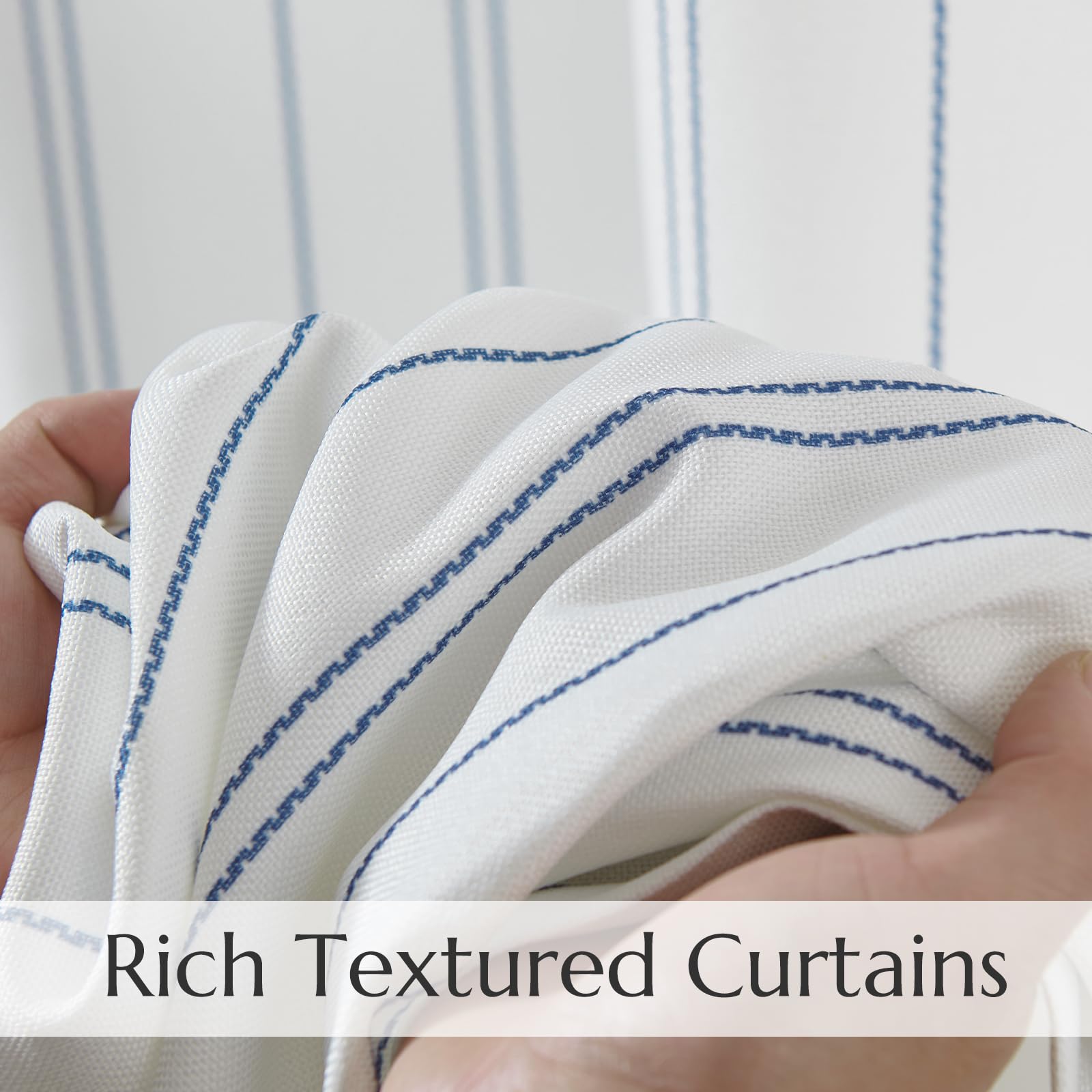 Jinchan Blue And White Striped Curtains 63 Inch Length For Living Room Bedroom Blue On White Curtains Pinstripe Curtains Privacy Light Filtering Rod Pocket Modern Window Curtains Set 2 Panels