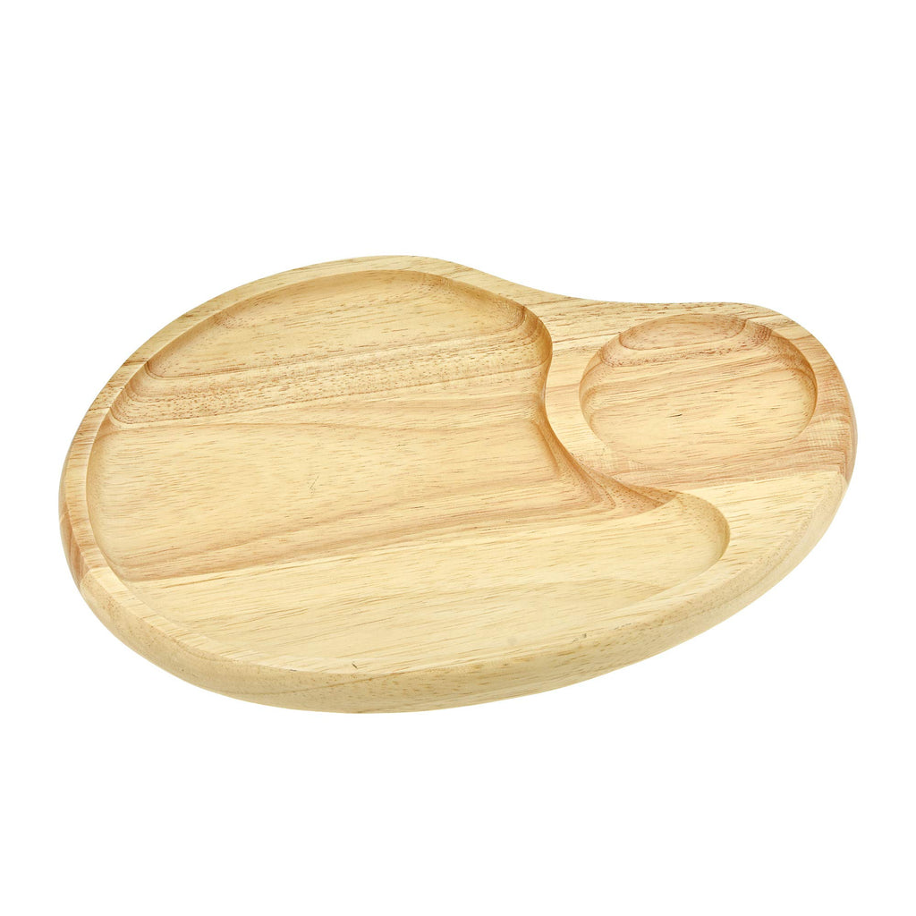 Aeravida Functional Aesthetic Two Section Native Natural Wood Beautiful Plate With Drink Holder For Home Decor