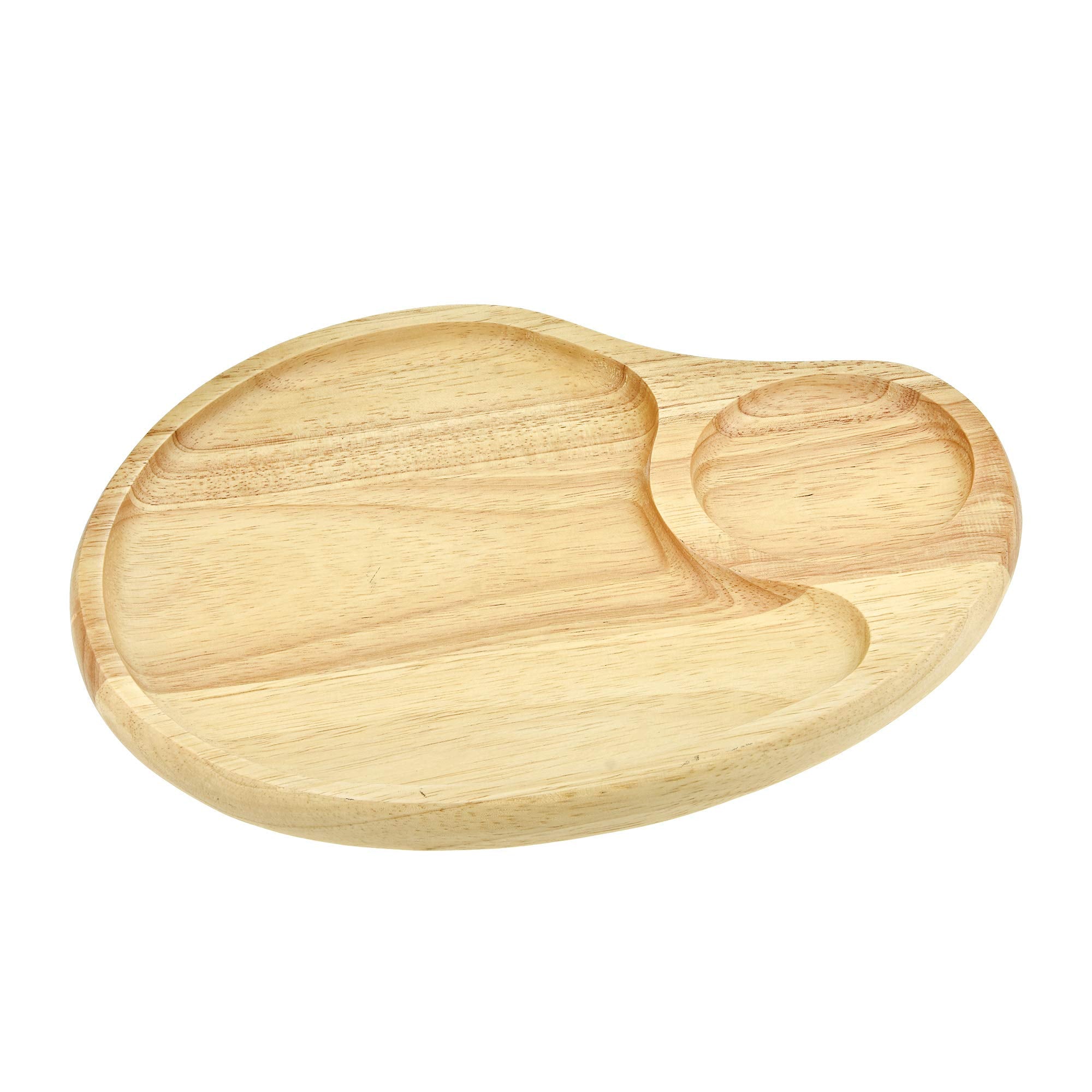 Aeravida Functional Aesthetic Two Section Native Natural Wood Beautiful Plate With Drink Holder For Home Decor