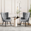Furnimart Accent Chairs Set of 2, Grey Velvet Chair Reading Chair Armchair with High Backrest, Wingback Corner Chair Mid Century