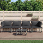 vidaXL 5-Piece Anthracite Patio Lounge Set with Poly Rattan Construction, Modular Sofas, and Dark Grey Cushions - Ideal for Garden, Outdoor, and Terrace