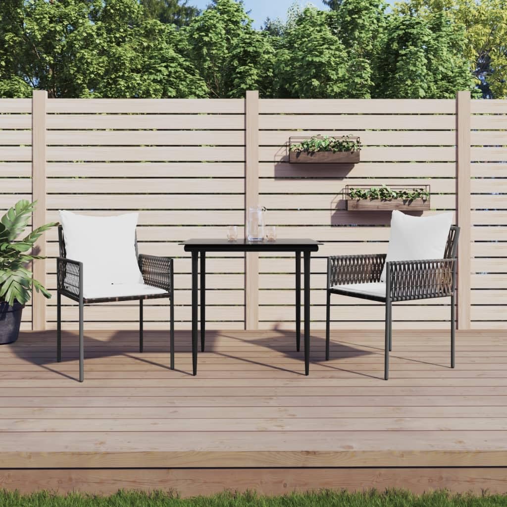 vidaXL Garden Chairs – Stylish Patio Chairs with Cushions in Brown – Modern Poly Rattan Furniture for Outdoors, Garden, Terrace – Weather Resistant and Easy to Clean – Sturdy Construction with Ste...