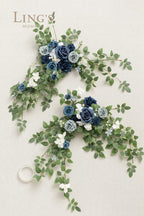 Ling'S Moment 2Pcs Dusty Blue Artificial Floral Swags Centerpieces Wedding Flower Rose Garland Greenery Arrangements For Sweethe