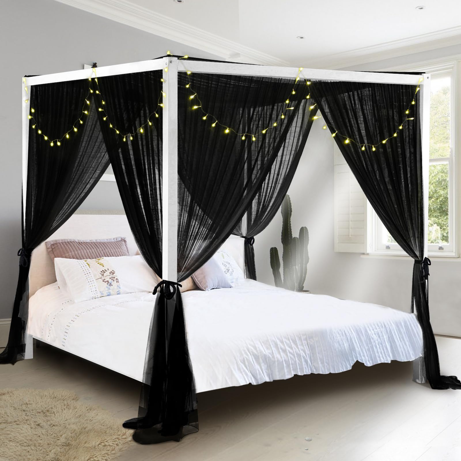 South to East Pink Bed Canopy for Girls, Princess Bed Canopy for Kids Room, Mosquito Net Canopy Girls Beds, Fire Retardant Fabri