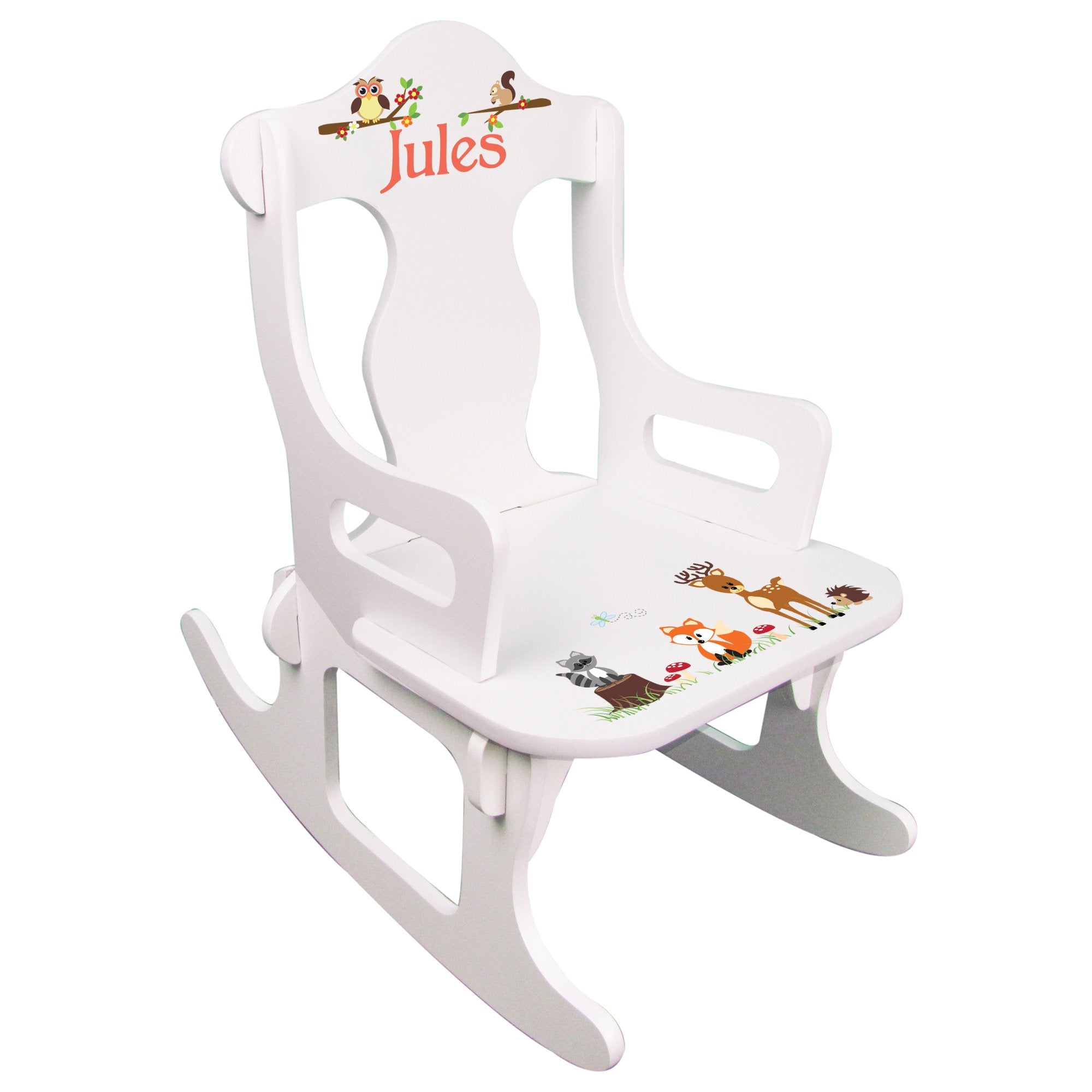 My Bambino Personalized Toddler Boys Rocking Chair Puzzle Rocker (Woodland)