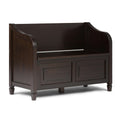 SIMPLIHOME Connaught Entryway Storage Bench - 42 inch Wide Solid Wood Storage Seat in Dark Chestnut Brown, Traditional Bench for
