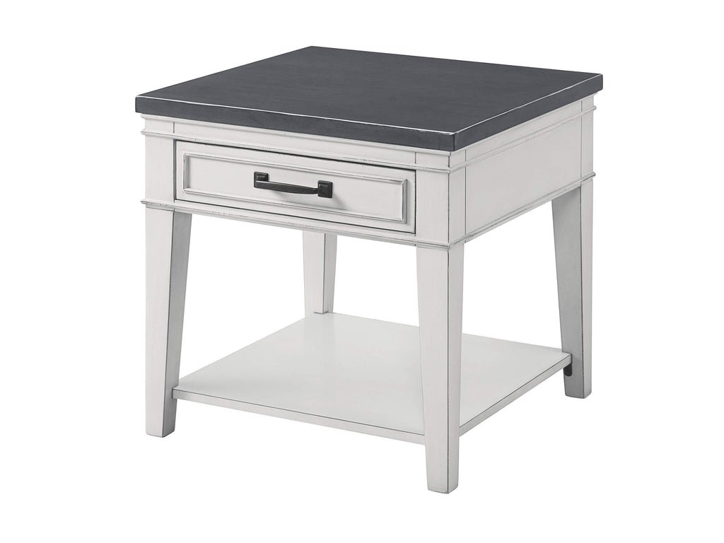 Martin Svensson Home Del Mar End Table, Antique White And Grey