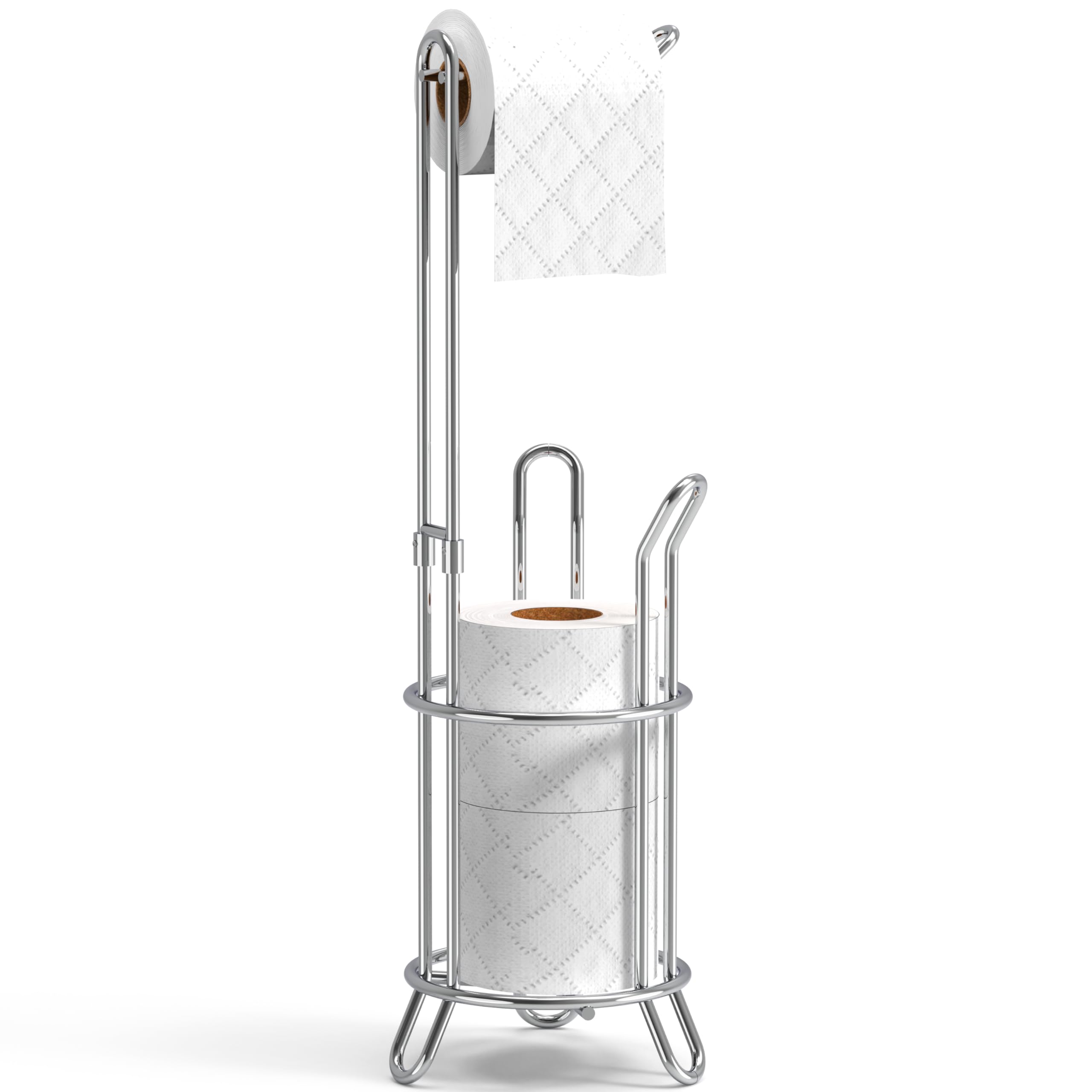 Simple Houseware Bathroom Toilet Tissue Paper Roll Storage Holder Stand, Chrome Finish