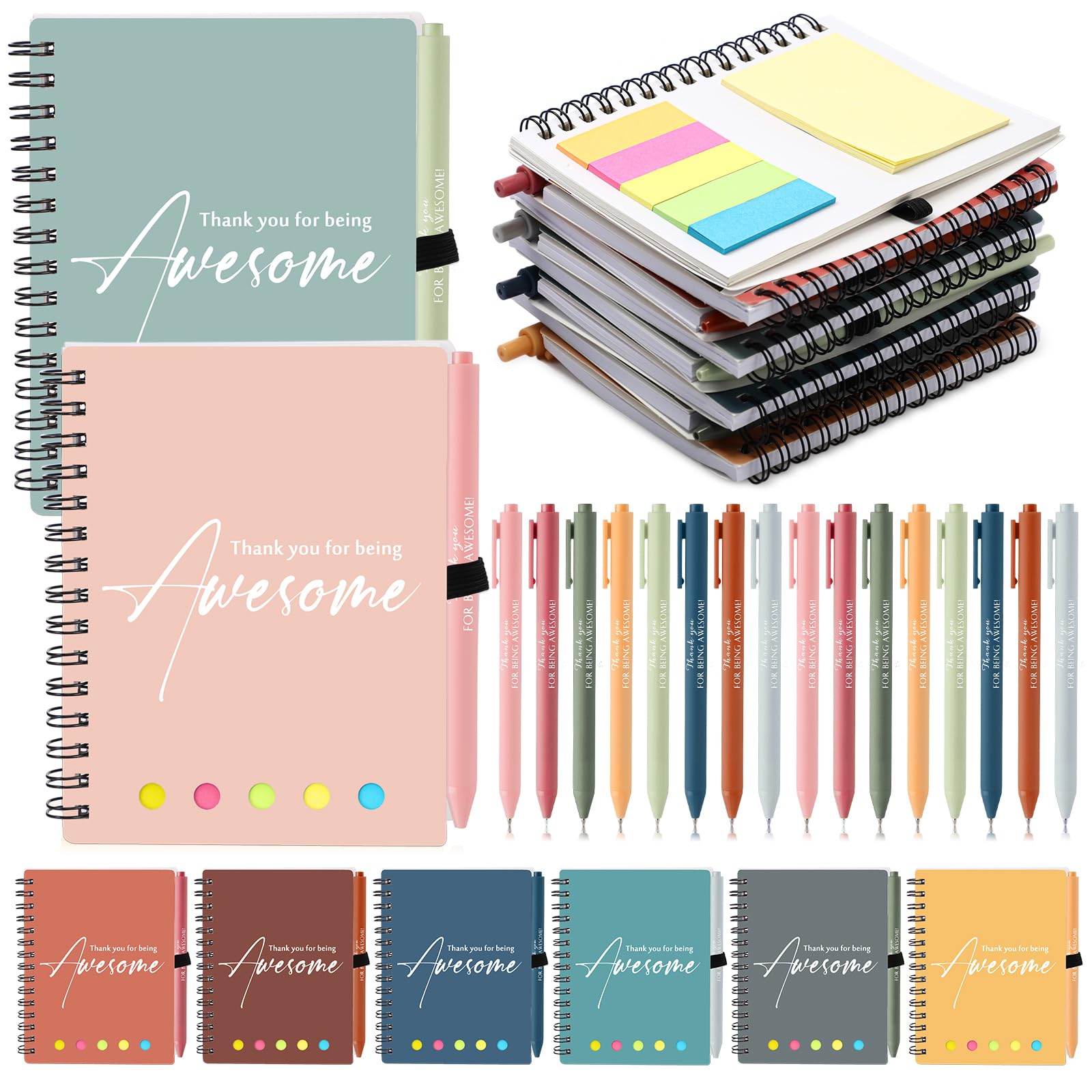 Resurhang 48 Pcs/24 Set Employee Appreciation Gift Bulk for Christmas Coworker A6 to Do List Notebook with Ballpoint Pen Sticky 