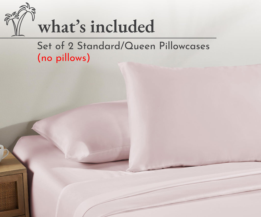California Design Den 100% Cotton Pillowcases Standard/Queen Size Pillowcases - Set Of 2 Soft & Cooling Sateen Weave Cases, For Queen And Standard Size Pillows - Pink