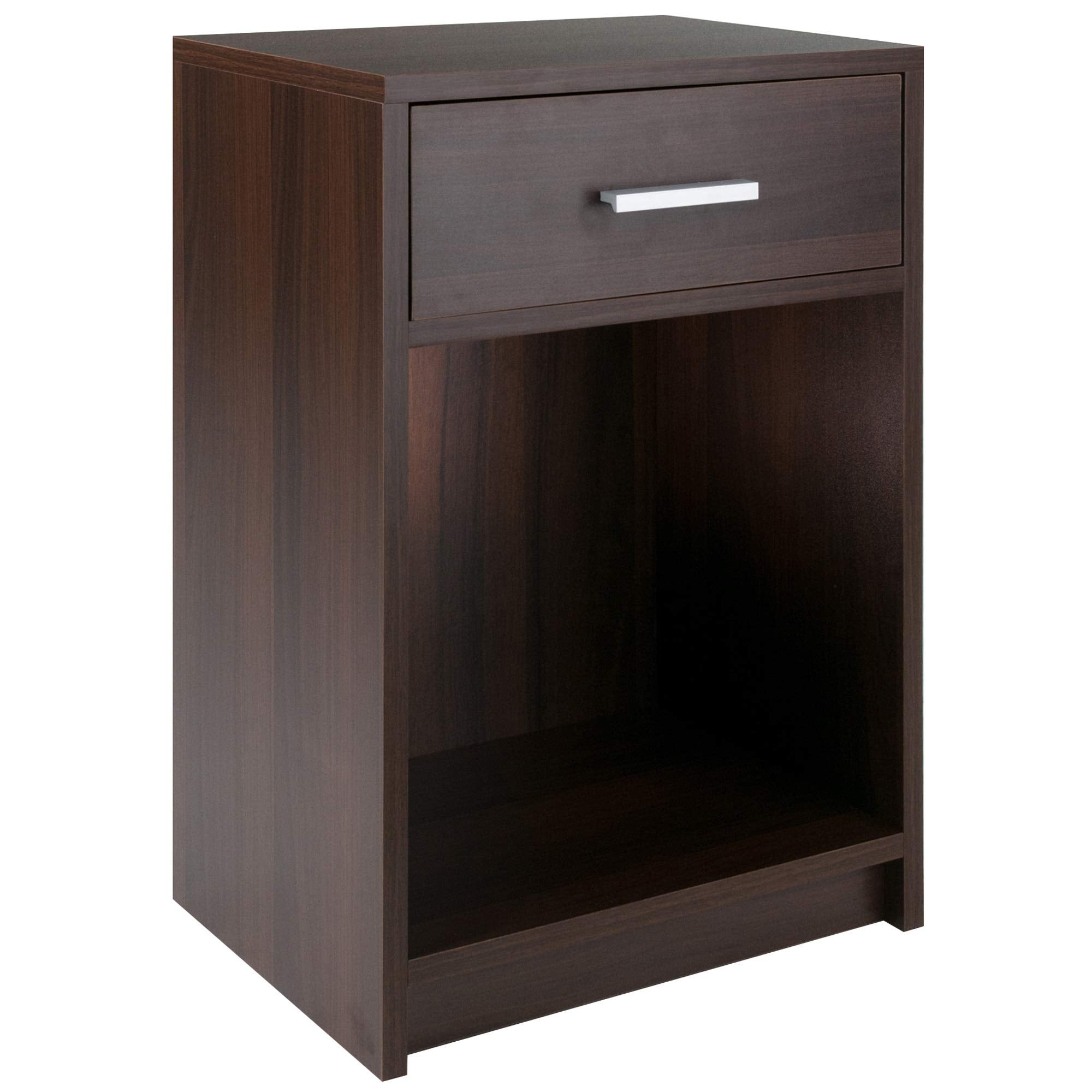 Ergode Deluxe Wood Sasha Accent Table | Sleek Curved Design | Ample Storage | Black Finish | Multiple Finishes Available | Assembly Hardware Included | 20" W x 20" D x 27" H (30115-VV)