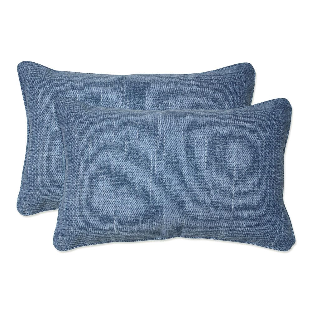 Pillow Perfect Tory Solid Indoor/Outdoor Lumbar Pillow Plush Fill, Weather And Fade Resistant, Lumbar - 11.5' X 18.5',, Blue,
