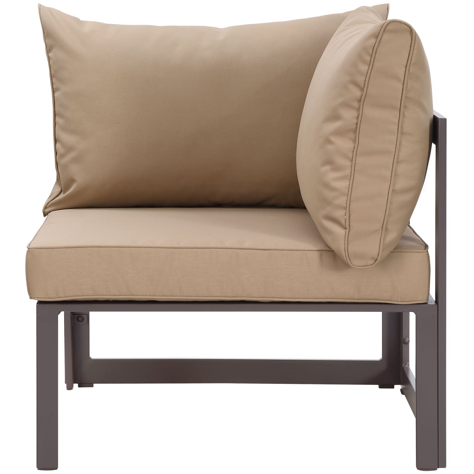 Modway Fortuna Corner Armchair - Brown Mocha Textile Outdoor Chair, Model EEI-1518-BRN-MOC