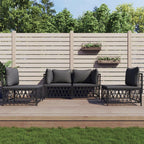 vidaXL Patio Furniture Set 7 Piece Sectional Sofa with Cushions Anthracite Steel - Garden, Patio, Deck Sofa Set - Modern Outdoor Seating