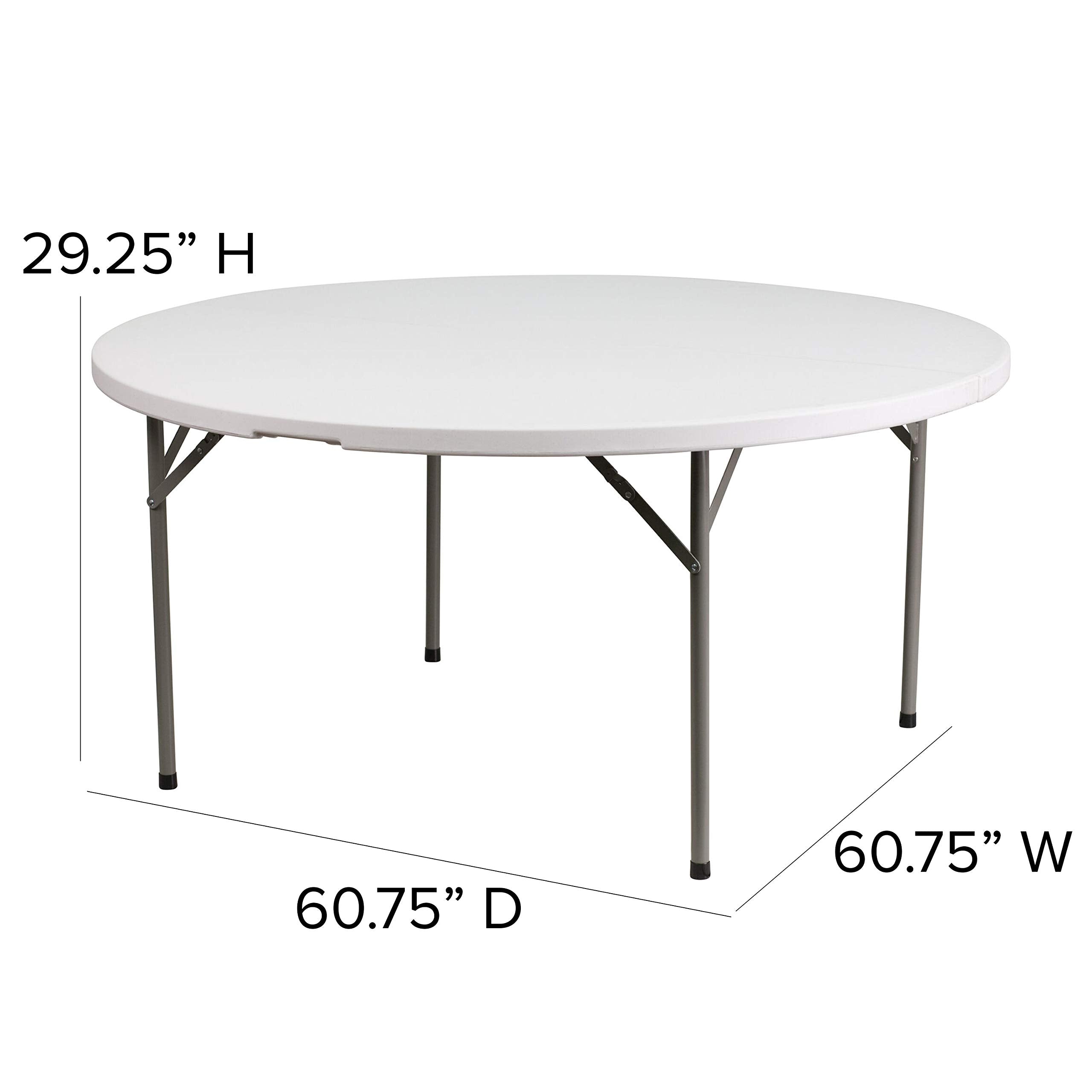 Flash Furniture Elon 5' Round All-Occasion Plastic Folding Event Table, Foldable Portable Banquet Table for Indoor/Outdoor Events, White