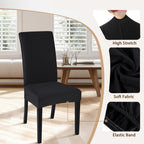 Searchi Dining Room Chair Covers Set Of 6, Stretch Jacquard Parsons Chair Slipcovers Removable Washable Kitchen Chair Protector Cover For Dining Room, Hotel, Ceremony (Black Rhombus)