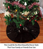 Shinybeauty Tree Skirt-Sequin Tree Skirt Christmas Tree Skirt Cross Stitch Kits Tree Skirt Glitter -0913S (48Inch, Black)
