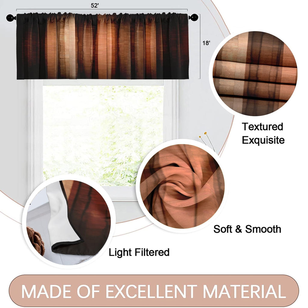 Emvency 2 Pack Valances Window Treatments, Orange Copper Vintage Stripe Blackout Drapes Adjustable Curtain Valances For Windows
