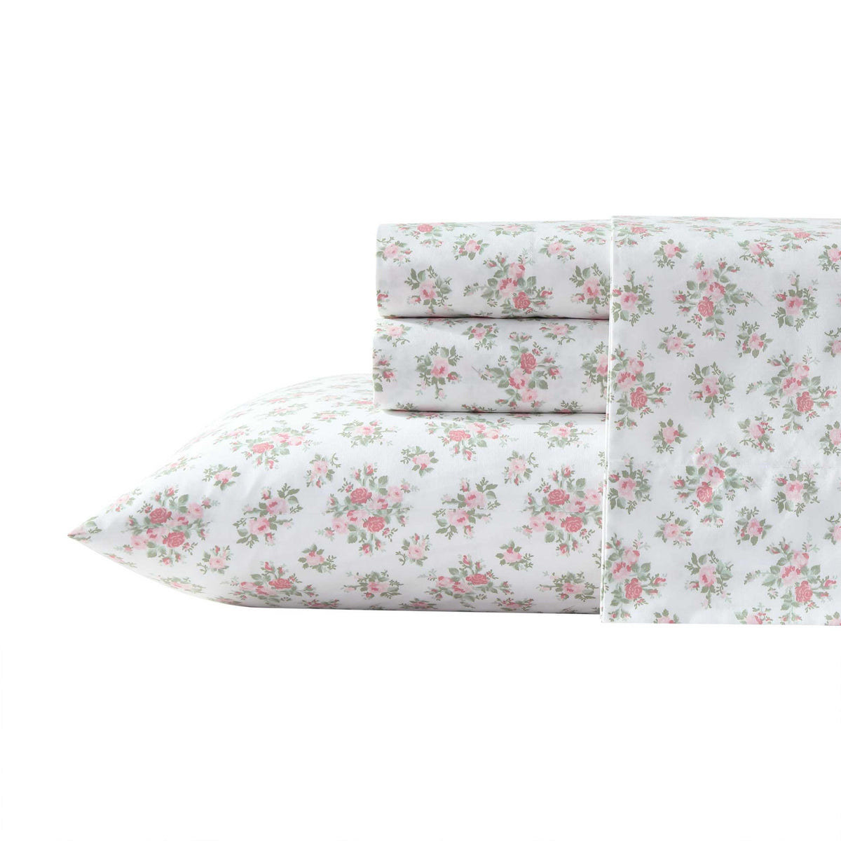 Laura Ashley - Sheets, Cotton Percale Bedding With Matching Pillowcases, Crisp & Breathable, Deep Pocket, Fully Elasticized (Lea
