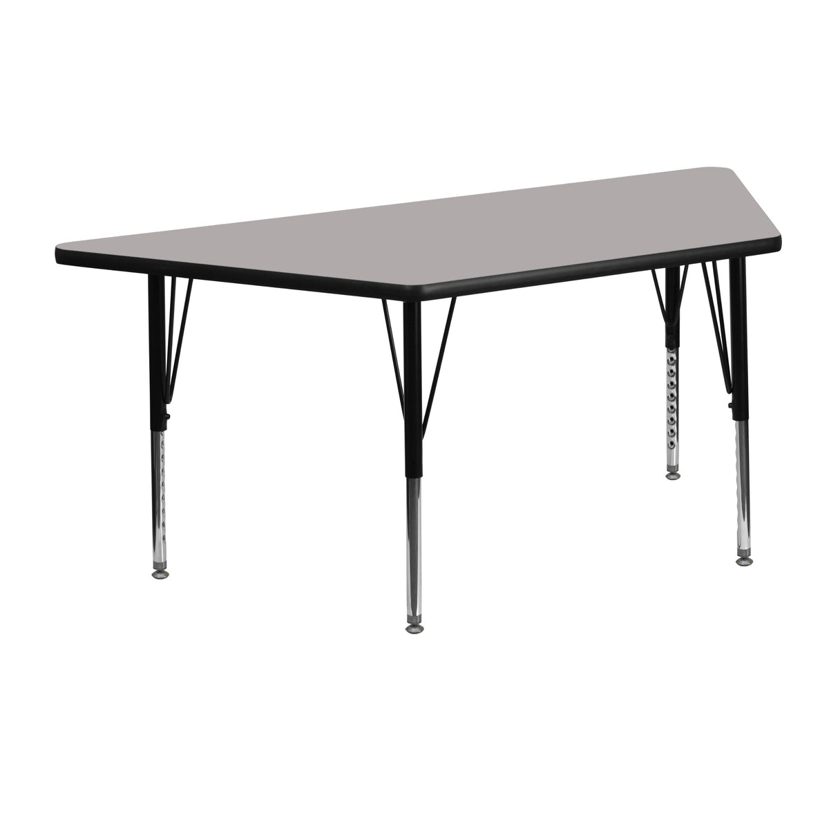 Flash Furniture Wren 22.5''W x 45''L Trapezoid Grey HP Laminate Activity Table - Height Adjustable Short Legs