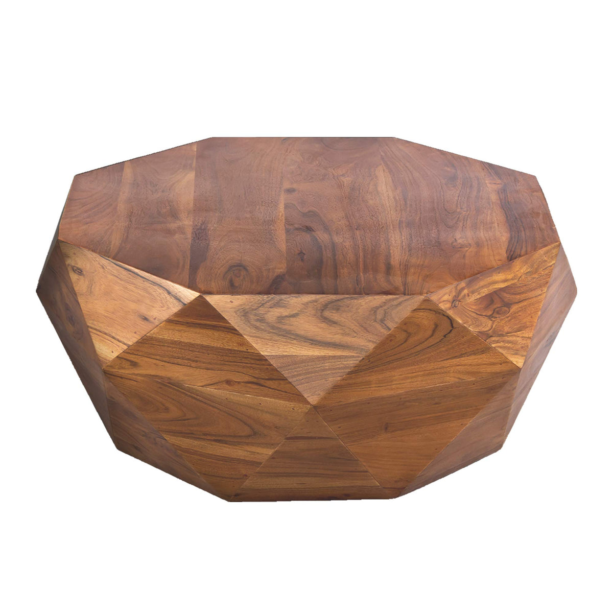 The Urban Port 33-Inch Diamond Shape Acacia Wood Coffee Table with Smooth Top, Dark Brown