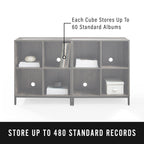Crosley Furniture Jacobsen 2-Piece Vinyl Record Storage Cube Bookcase Set and Record Player Stand, Brown Ash