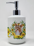 Caroline's Treasures CK2915SOAP Yorkshire Terrier #2 in Sunflowers Ceramic Soap Dispenser Hand Soap Dispenser Pump Bottles for B