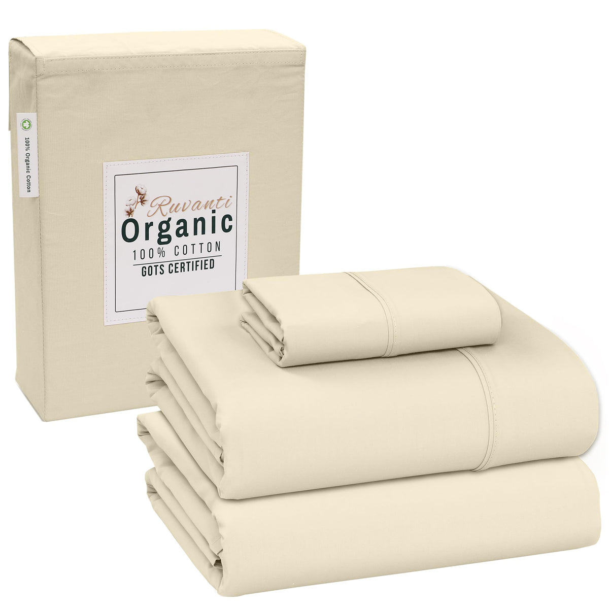 RUVANTI 100% Organic Cotton Sheets - Split King Sheets Sets for Adjustable Bed - Certified for GOTS - Breathable & Comfortable -