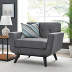 Modway Engage Modern Tufted Back Performance Velvet Armchair in Gray/Black