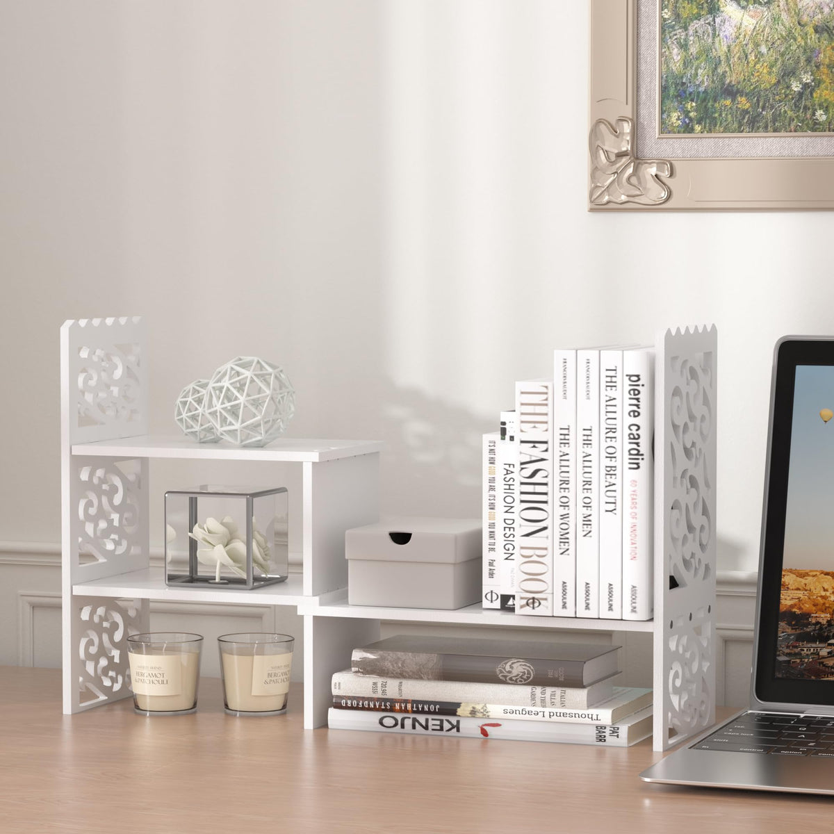 Jerry & Maggie - Wpc Desktop Organizer White Office Storage Rack Shelf | Birthday Gifts - Toy - Home Decor | Free Style Rotation
