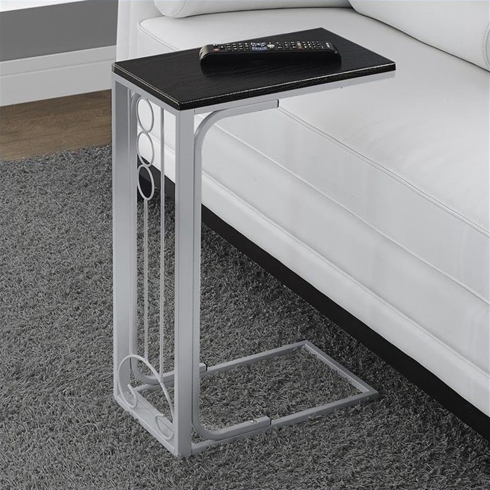 Monarch Specialties 3136, C-Shaped, End, Side, Snack, Living Room, Bedroom, Laminate, Brown, Transitional Accent Table-Cherry Top/Antique White Metal, 9&quot; L X 16&quot; W X 24.5&quot; H