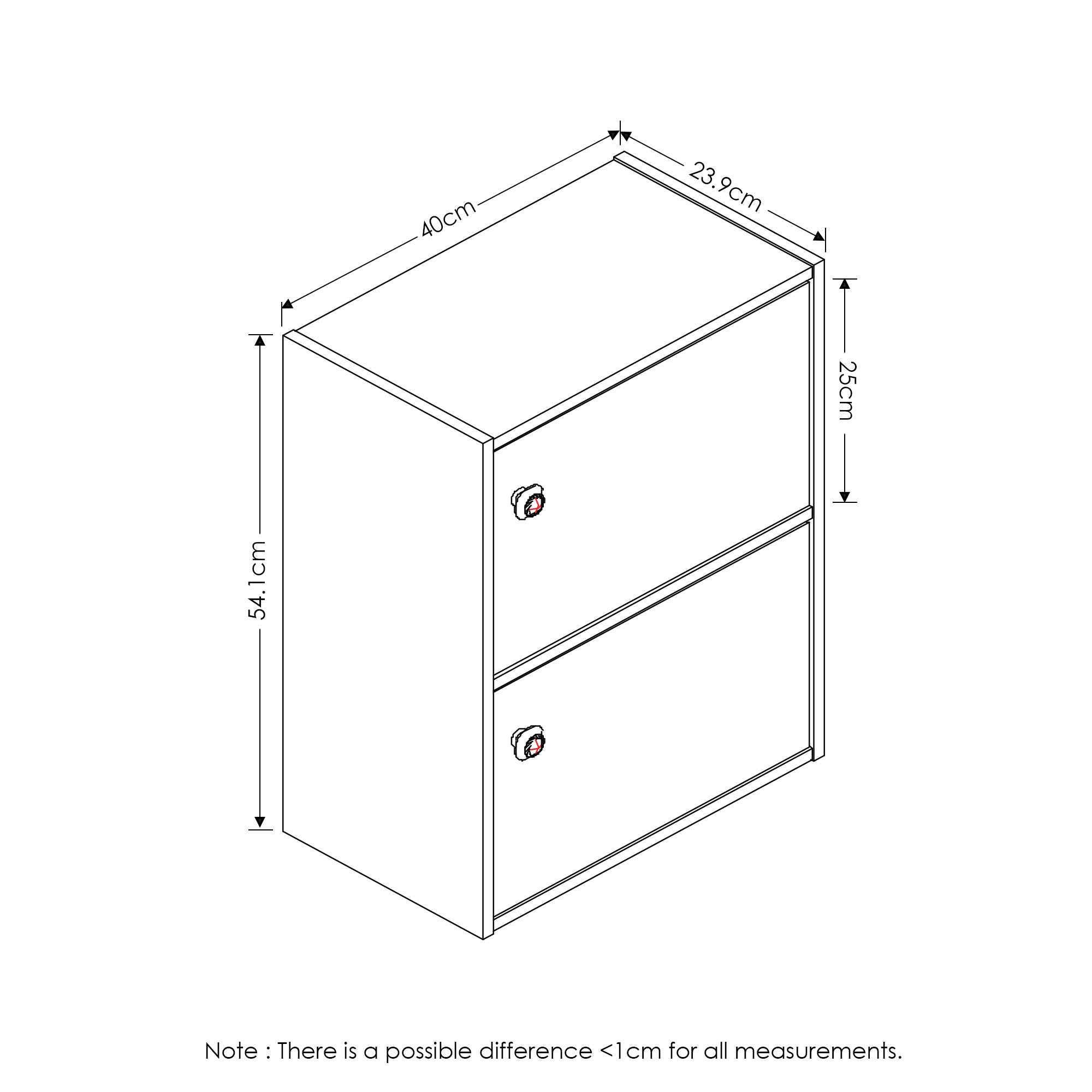Furinno Pasir 2 Tier Bookcase with 2 Door/Round Handle, Steam Beech