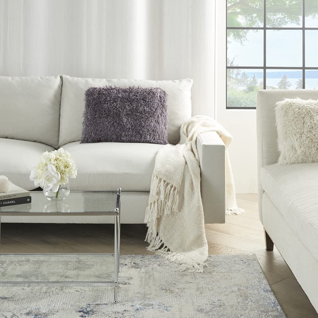 HomeRoots 100% Polyester Lavender Super Shaggy Throw Pillow