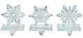 Snowflake Rustic White 6 x 5 Iron Metal Christmas Stocking Hangers Set of 3